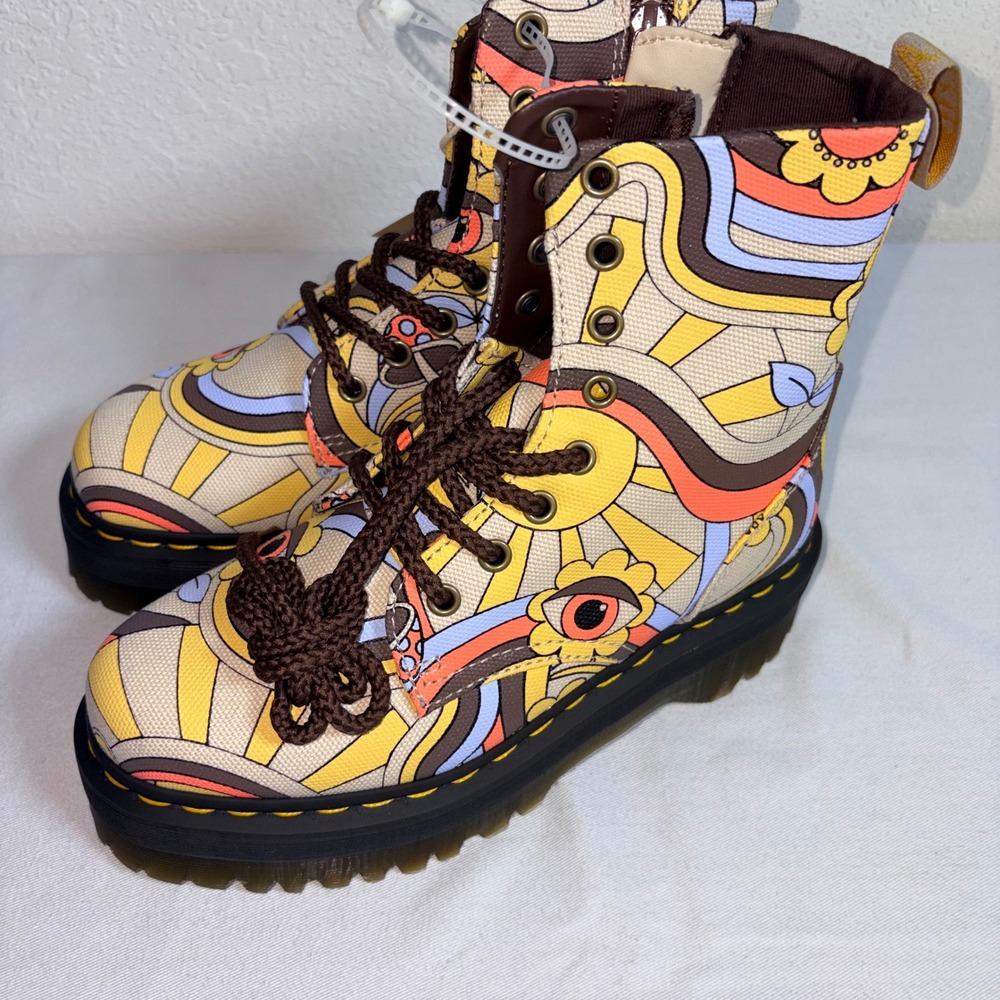 Dr. Martens Sinclair Platform Boots 7 Multicolor Psychedelic Canvas New grunge - Picture 4 of 8